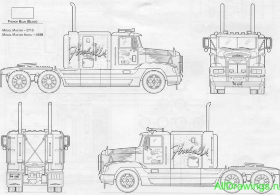 Freightliner FLD120 Special truck drawings (figures)